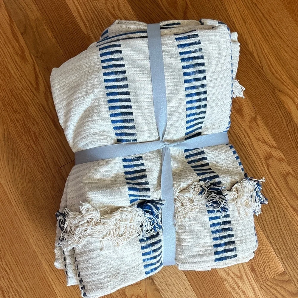 Anthropologie Pieced Stripe Cotton Blend Woven Set of Curtains, 50 x 63, NWT